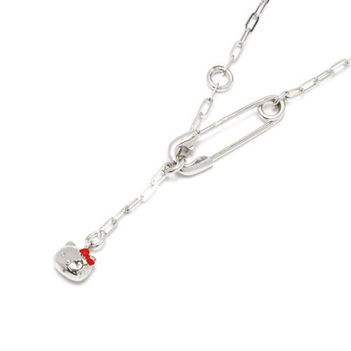 Hello Kitty Safety Pin Necklace - Silver