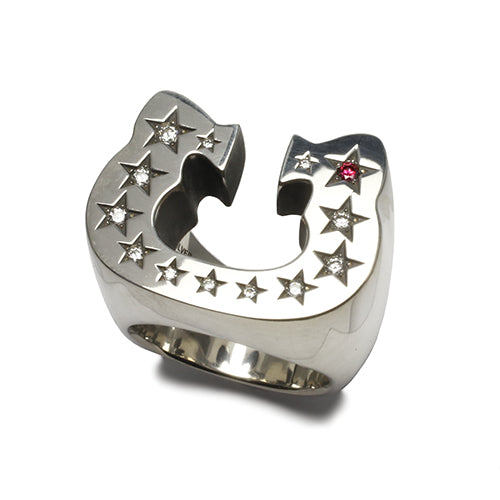 Hello Kitty Horseshoe Ring - Pavé