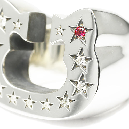 Hello Kitty Horseshoe Ring - Pavé