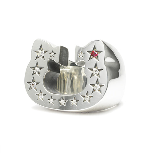 Hello Kitty Horseshoe Ring - Pavé