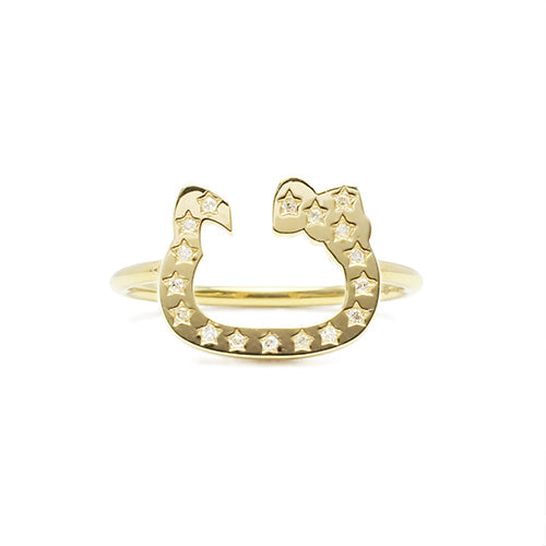 Hello Kitty Horseshoe Ring - 10K Yellow Gold