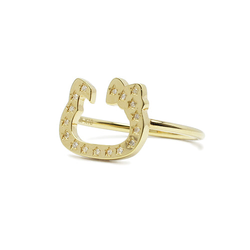 Hello Kitty Horseshoe Ring - 10K Yellow Gold