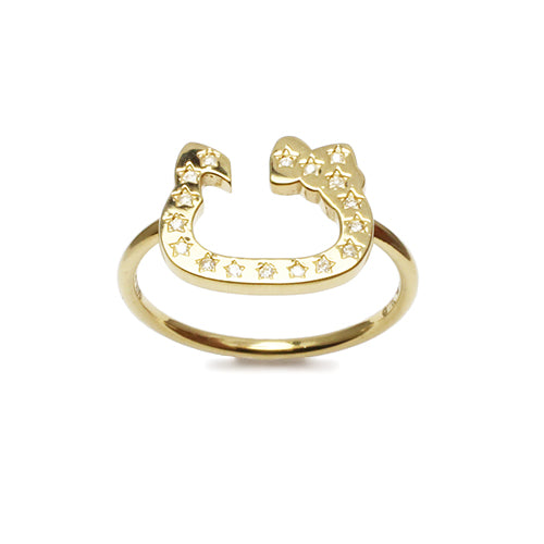 Hello Kitty Horseshoe Ring - 10K Yellow Gold