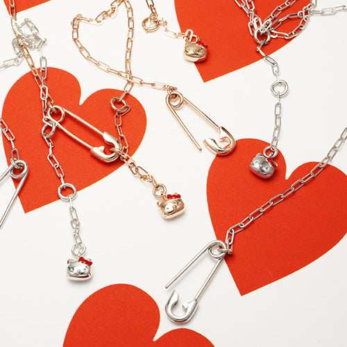 Hello Kitty Safety Pin Necklace - Silver