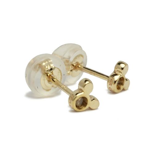 米奇老鼠棕色鑽石耳環 - 10K黃金（雙耳）