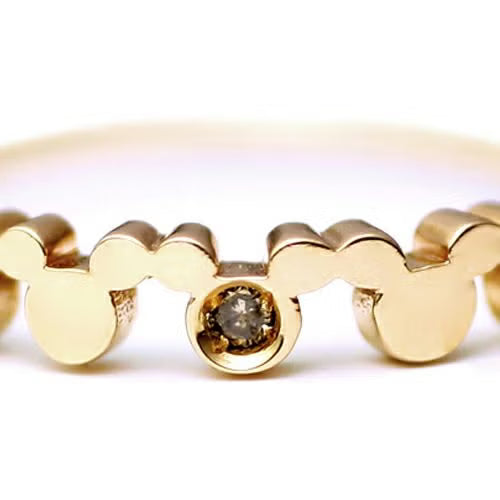 Mickey Mouse Brown Diamond Ring - 10K Yellow Gold