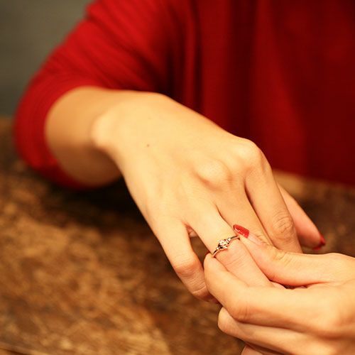 Mickey Mouse & Minnie Mouse Shake Hand Ring - Pink Gold