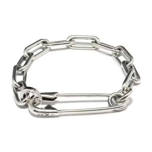 Safety Pin Azuki Chain Diamond & Platinum Bracelet