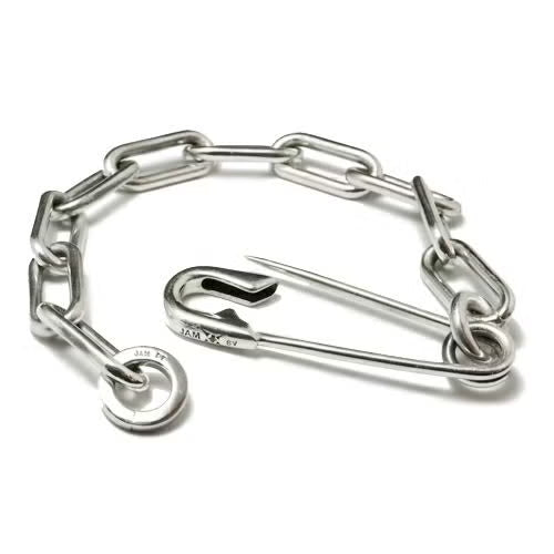 Safety Pin Azuki Chain Diamond & Platinum Bracelet