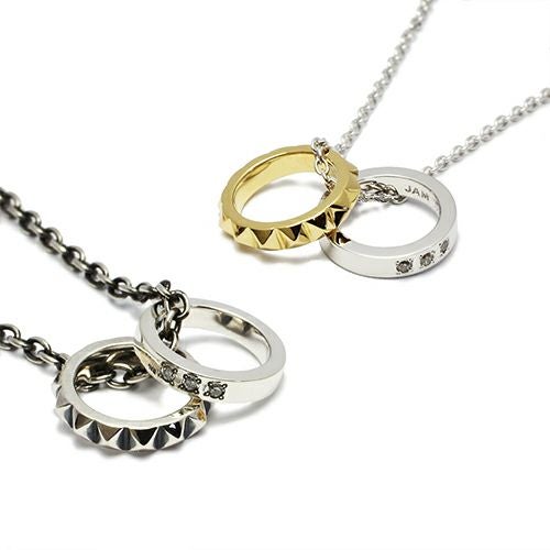 Studded Double Love Baby Ring Necklace – Gold & Silver