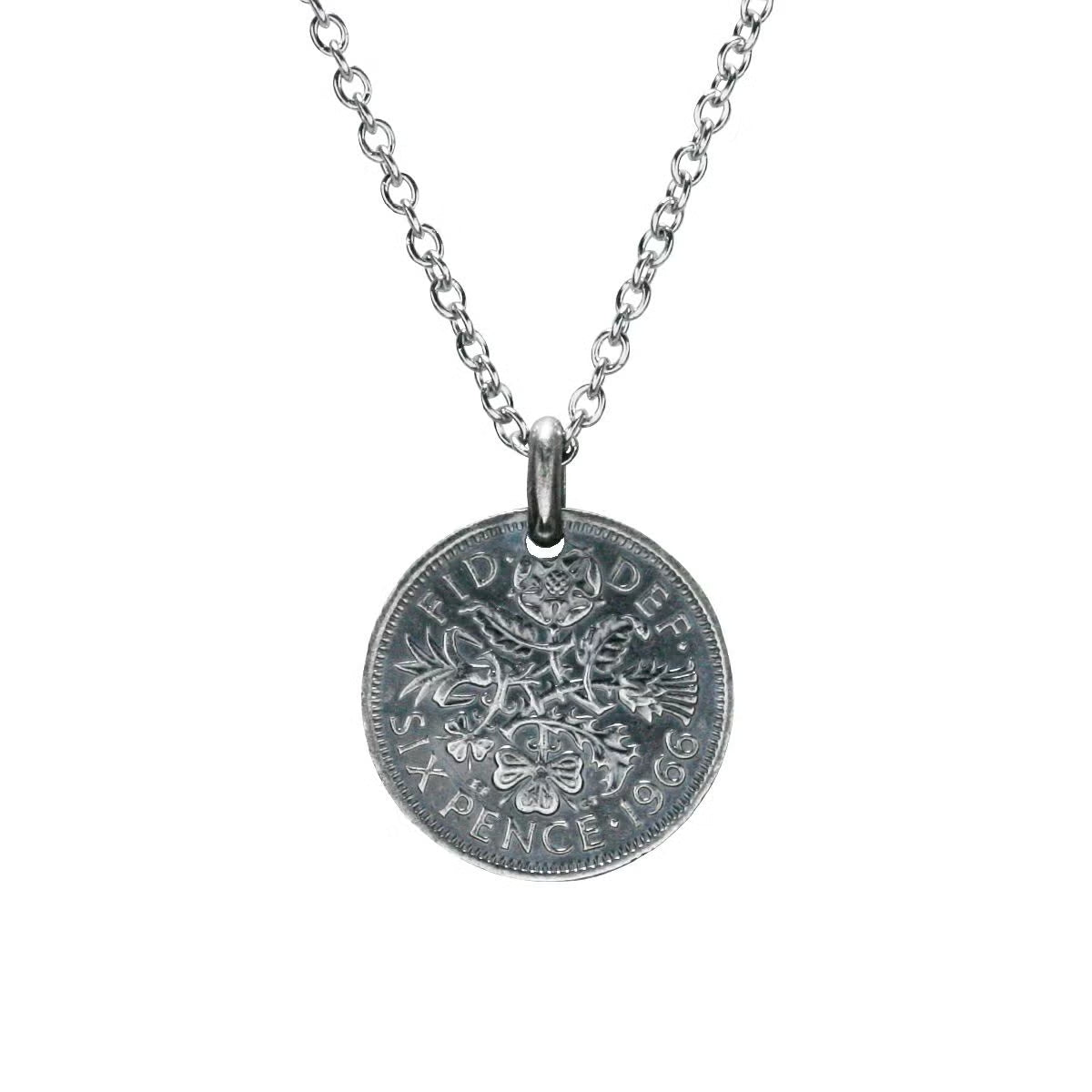 Vintage Sixpence Coin Necklace - Silver