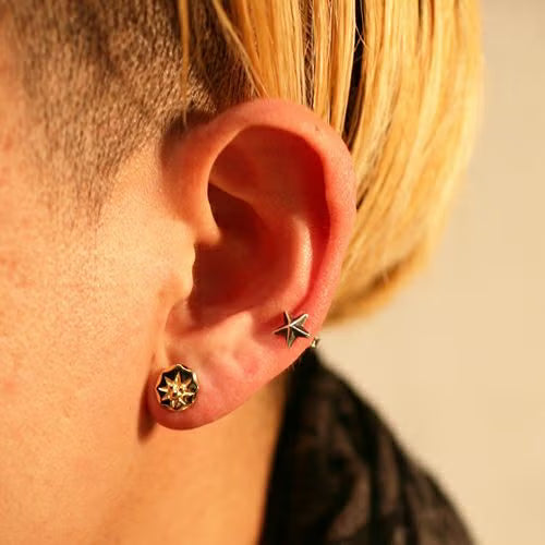 米奇老鼠星星耳環 - 金銀雙色（兩隻耳朵）