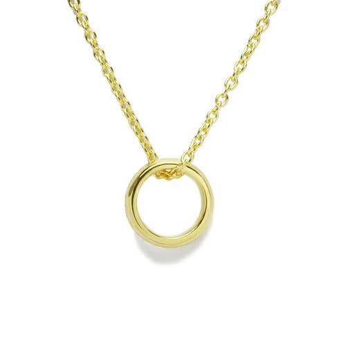Round-Profile Ring Diamond Necklace - Gold