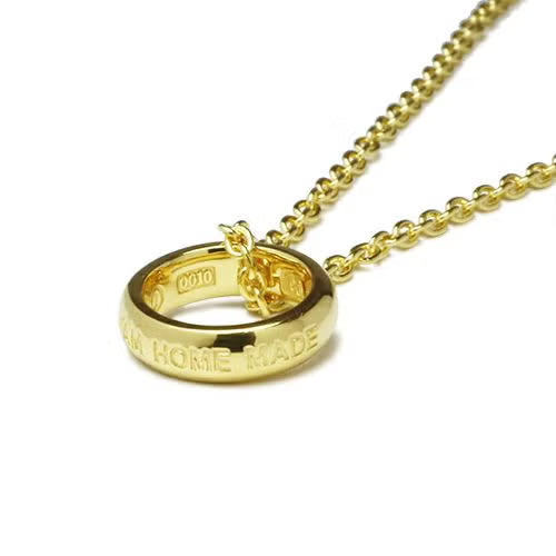 Round-Profile Ring Diamond Necklace - Gold