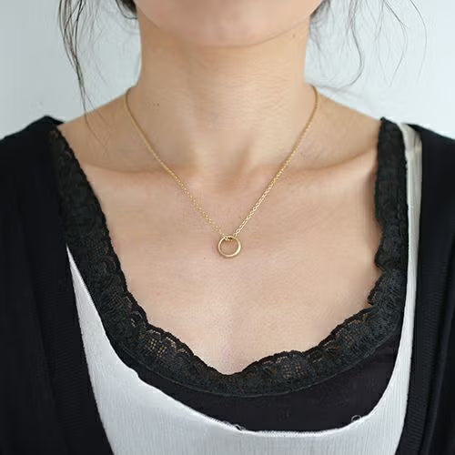 Round-Profile Ring Diamond Necklace - Gold