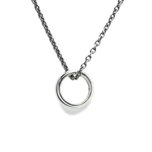 Round-Profile Ring Diamond Necklace - Silver