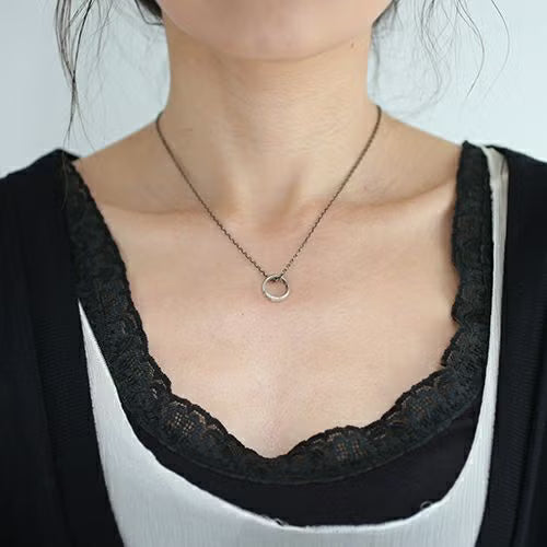 Round-Profile Ring Diamond Necklace - Silver