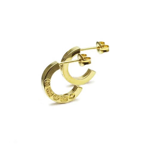 Flat Double Diamond Earrings - Gold / Pair