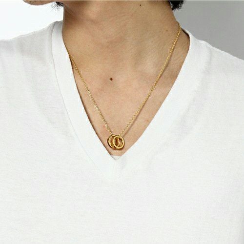 Flat Double Diamond Necklace - Gold