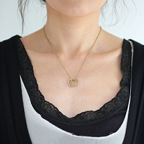 Flat Double Diamond Necklace - Gold