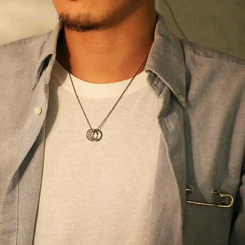 Flat Double Diamond Necklace - Silver