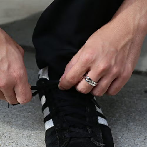 Flat Double Diamond Ring (Size M) - Silver