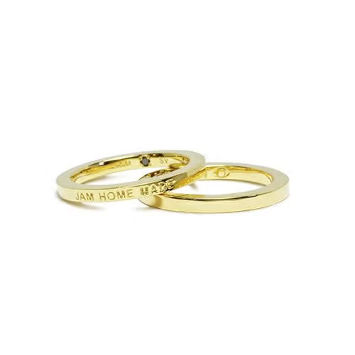 Flat Double Diamond Ring (Size S) - Gold