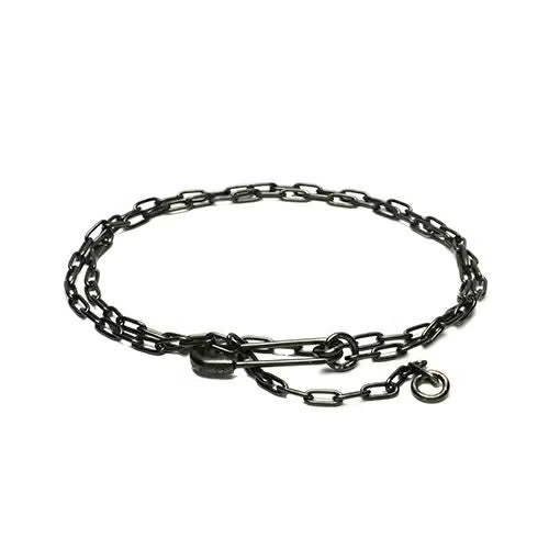 Safety Pin Long Azuki Chain Diamond Necklace S - Black