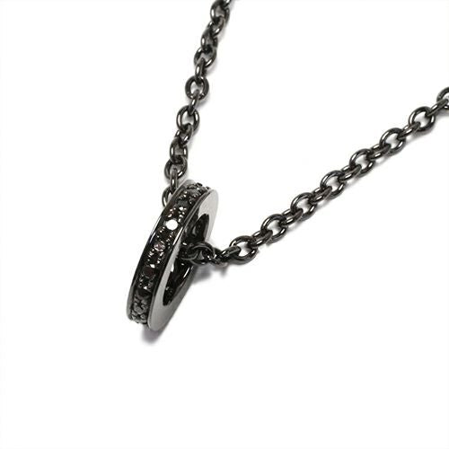 Flat-Band Diamond Star Necklace - Black