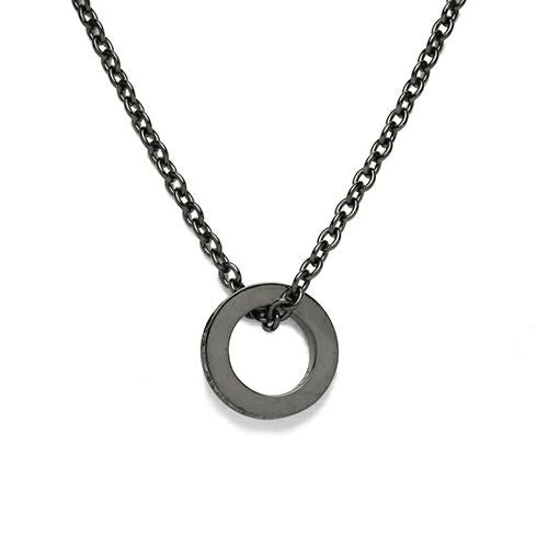 Flat-Band Diamond Star Necklace - Black