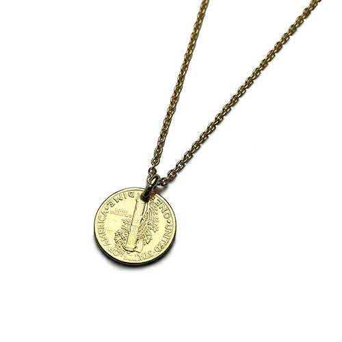 Vintage Mercury Coin Necklace - Gold