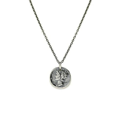 Vintage Mercury Coin Necklace - Silver