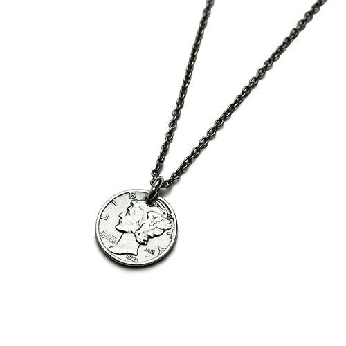 Vintage Mercury Coin Necklace - Silver