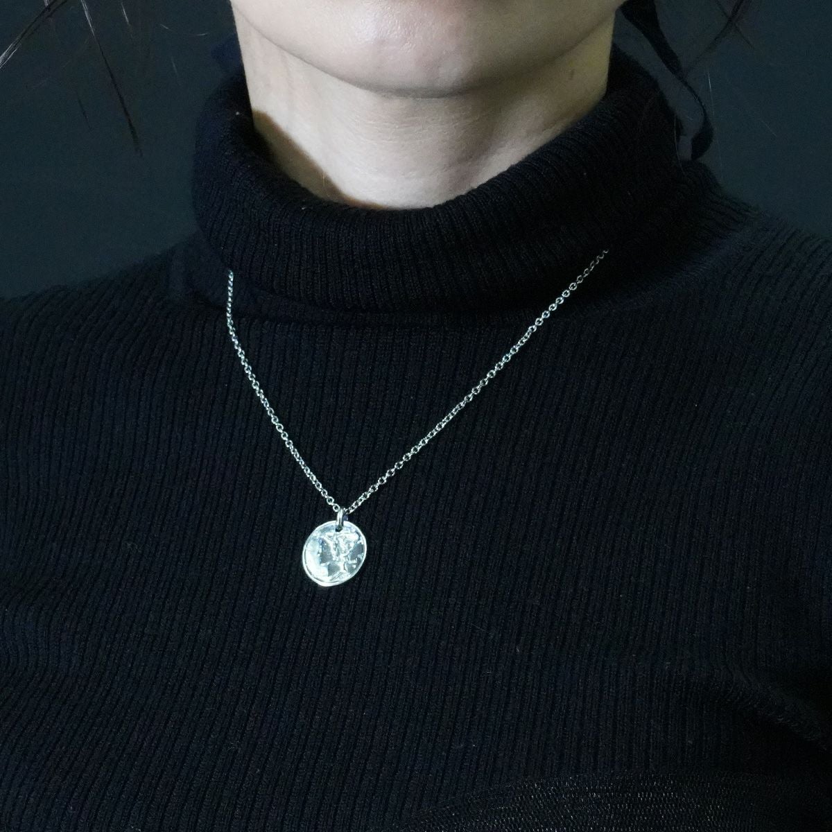 Vintage Mercury Coin Necklace - Silver