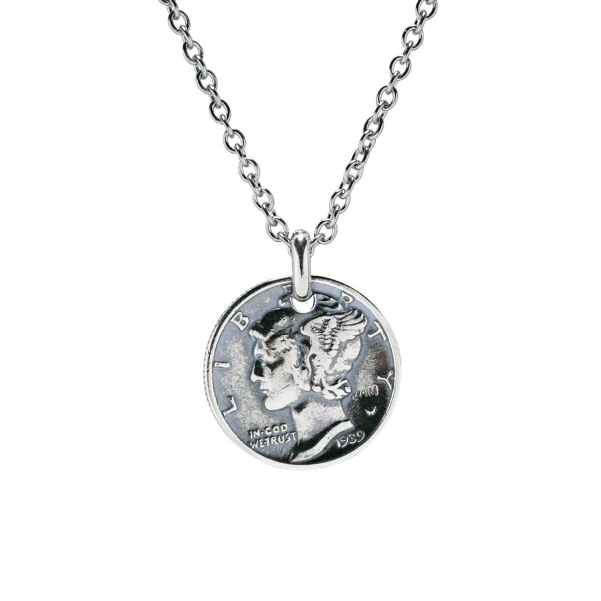 Vintage Mercury Coin Necklace - Silver