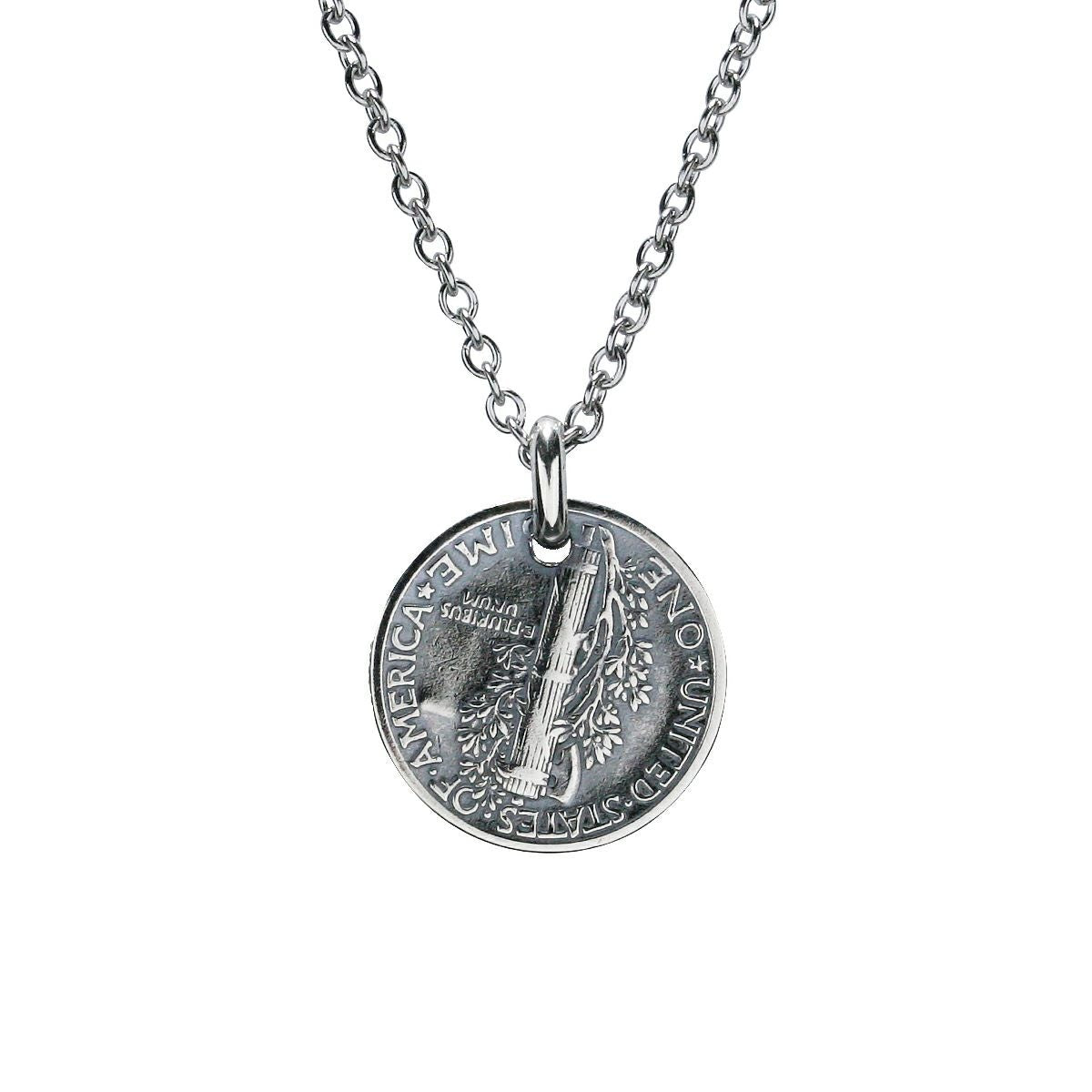 Vintage Mercury Coin Necklace - Silver