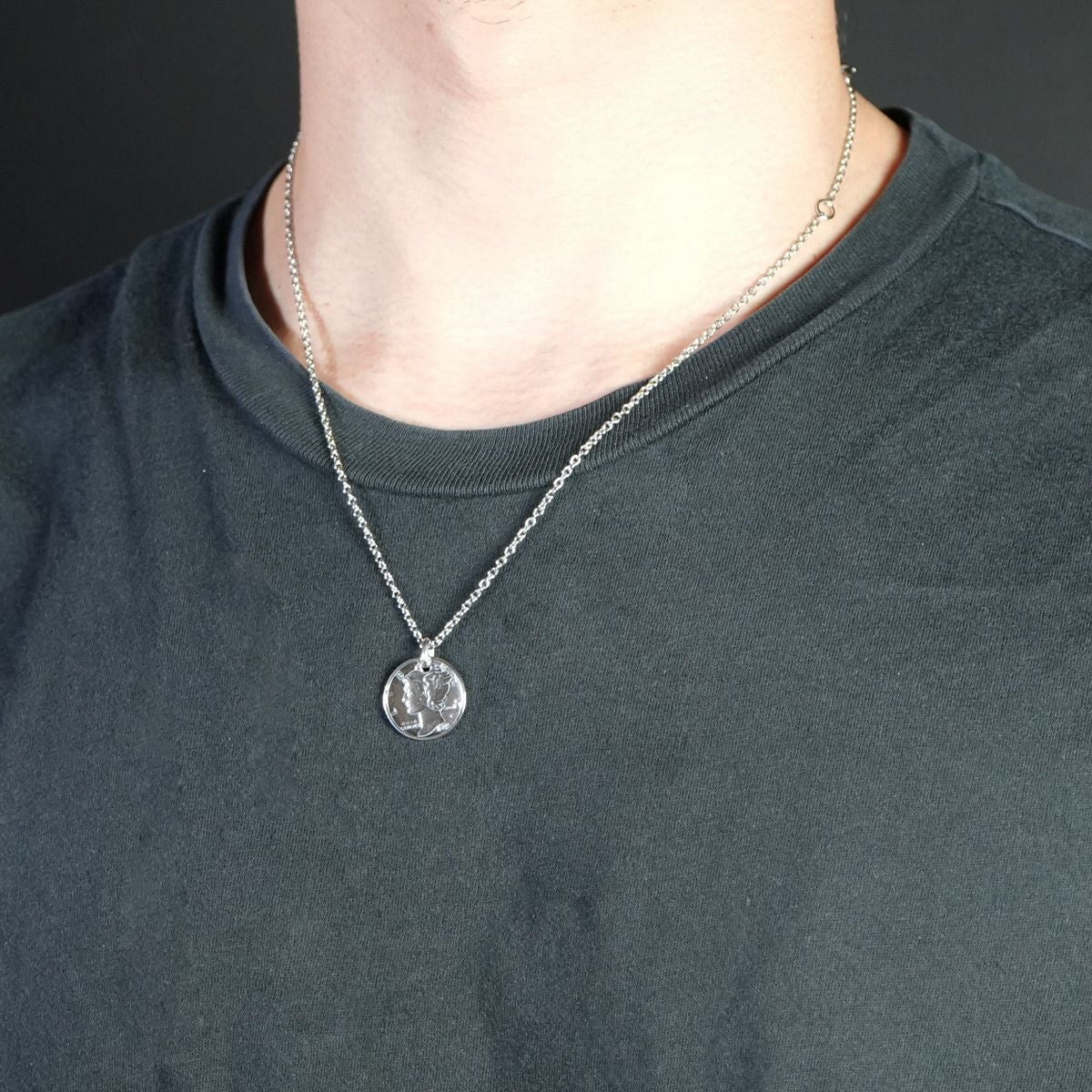 Vintage Mercury Coin Necklace - Silver