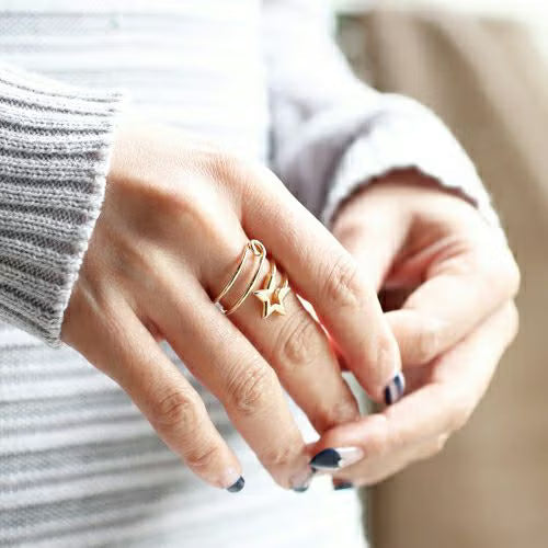 Star & Safety Pin Ring