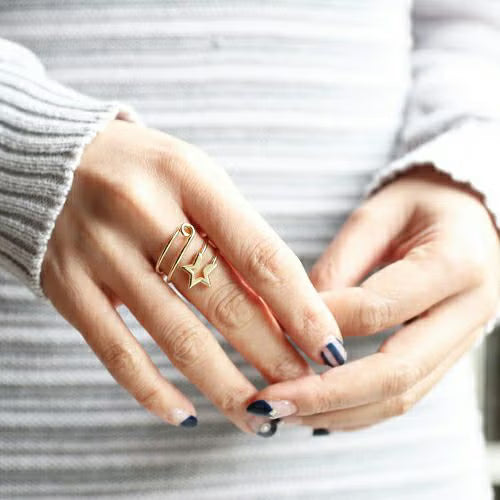 Star & Safety Pin Ring