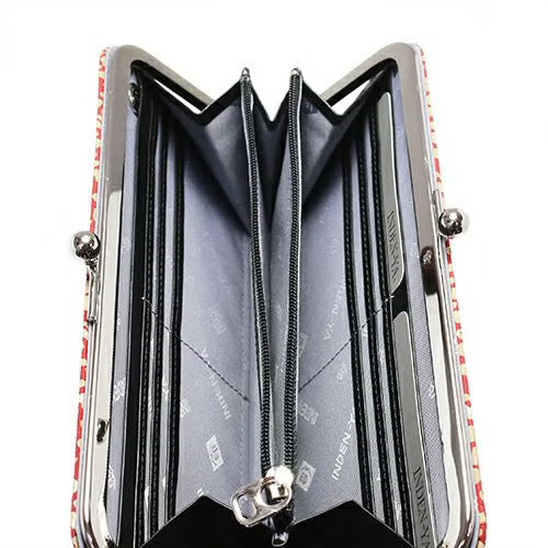 Inden - Inden-ya Clasp Purse Long Wallet, RED x WHITE, Mukyo Pattern