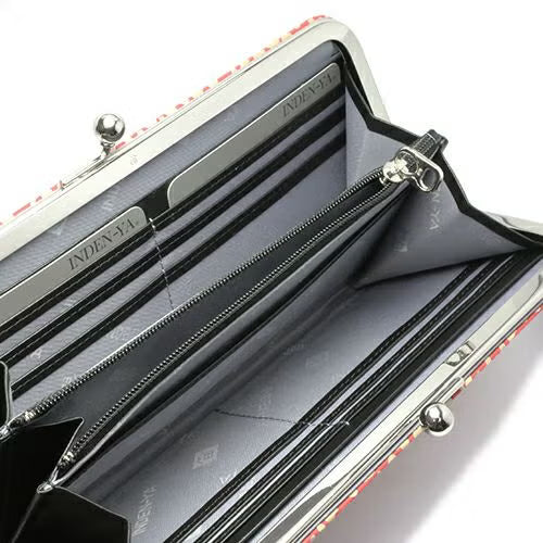 Inden - Inden-ya Clasp Purse Long Wallet, RED x WHITE, Mukyo Pattern