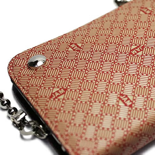 Inden - Inden-ya Clasp Purse Long Wallet, RED x WHITE, Mukyo Pattern