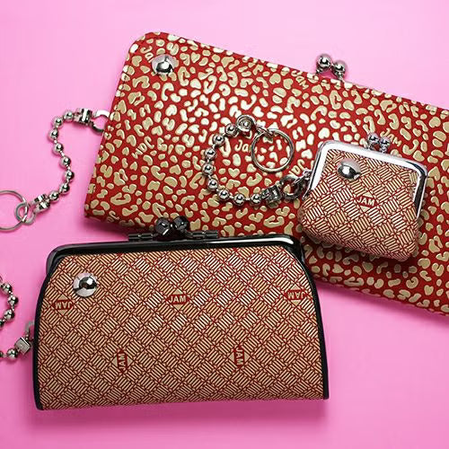 Inden - Inden-ya Clasp Purse Long Wallet, RED x WHITE, Mukyo Pattern