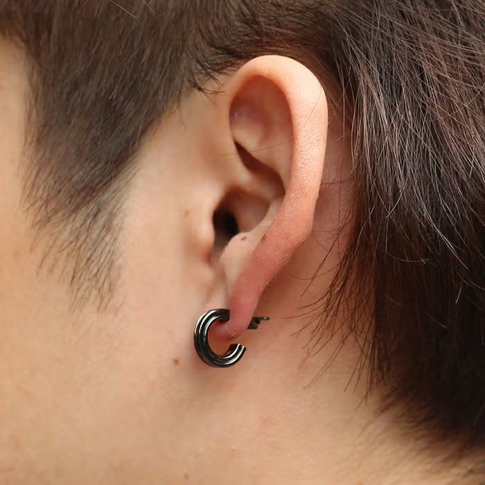 Blood Type AB Earring (NEWTYPE) - Black / Single Ear