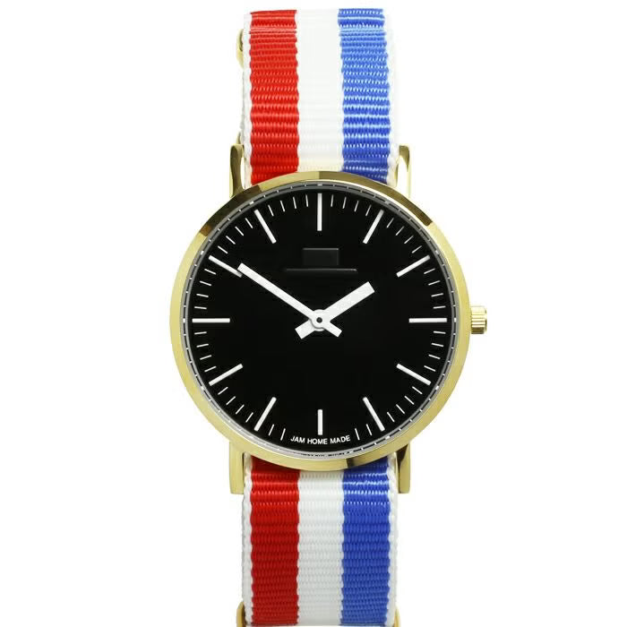 Jam Watch Type 3 Gold/Black - NATO Strap (Tricolor) - / Wristwatch/Pair Watch