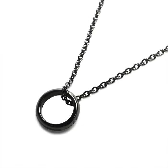 Round-Profile Ring Diamond Necklace - Black