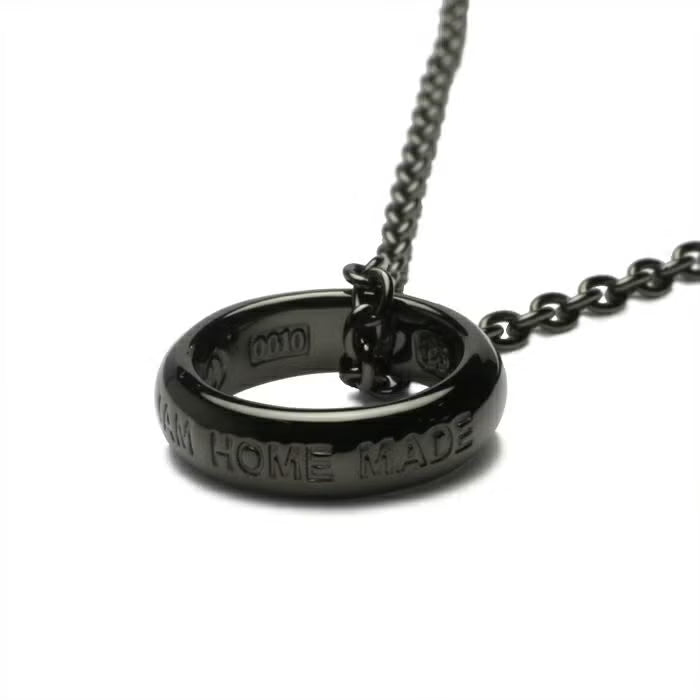 Round-Profile Ring Diamond Necklace - Black