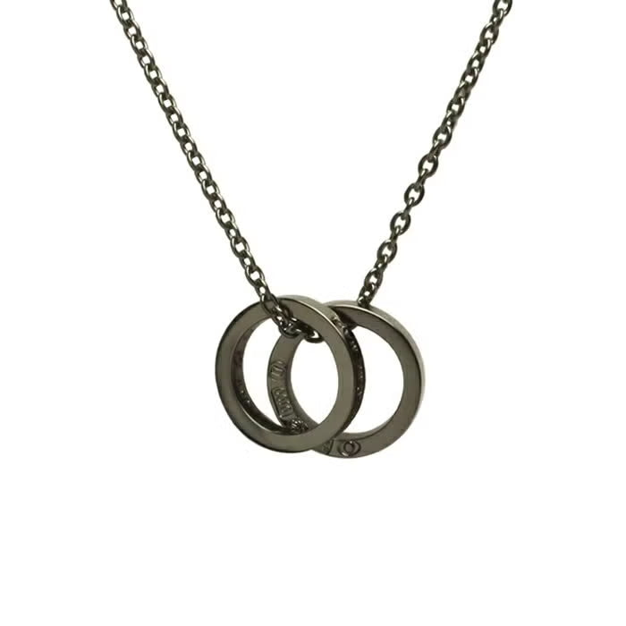 Flat Double Diamond Necklace - BLACK