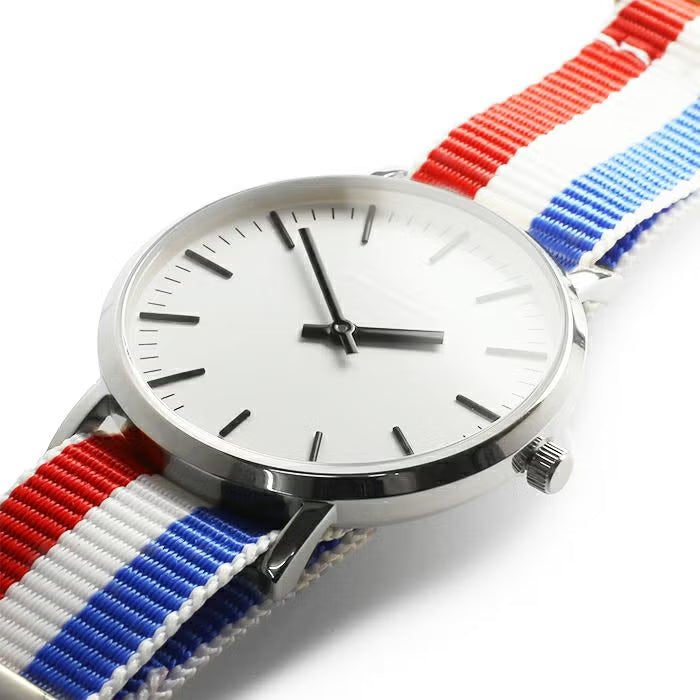 Jam Watch Type 3 Silver/White - NATO Strap (Tricolor) - / Wristwatch / Couple's Watch