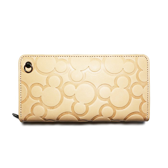 Mickey Mouse Big Icon Zipper Long Wallet/Long Wallet - Natural Leather -